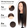 ZOMOI Mannequin Head 70% Human Hair 28"Cosmetology Practice Mannequin Head with Hair Makeup Doll Head for PracticeNo makeup 4# view 3