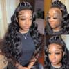 180% Density HD Transparent Lace Frontal Wig Body Wave Human Hair Wig For Black Women 360 Full Lace Wig Pre Plucked With Baby Hair Ponytail Glueluss Wig Brazilian Remy Hair Bleached Knots 22Inch view 2