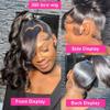 180% Density HD Transparent Lace Frontal Wig Body Wave Human Hair Wig For Black Women 360 Full Lace Wig Pre Plucked With Baby Hair Ponytail Glueluss Wig Brazilian Remy Hair Bleached Knots 22Inch view 3