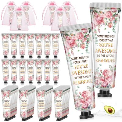 Swiffen 48 Sets Christmas Inspirational Encouragement Gifts Hand Cream Gifts Bulk Travel Size Lotion Bulk with Organza Bags Christmas Party Supplies Favors for Guest