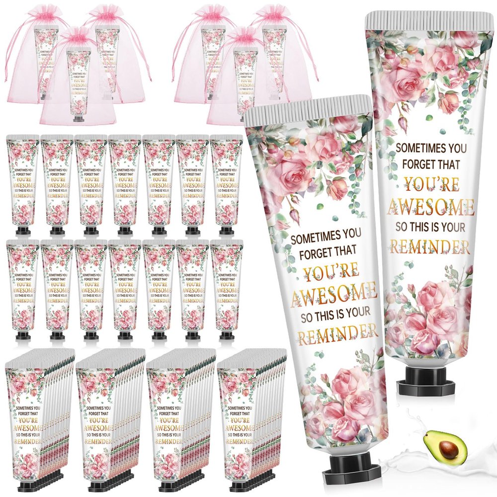 Swiffen 48 Sets Christmas Inspirational Encouragement Gifts Hand Cream Gifts Bulk Travel Size Lotion Bulk with Organza Bags Christmas Party Supplies Favors for Guest
