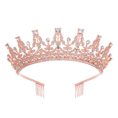 Crystal Bridal Tiara Crown Prom Rhinestone Diadem Wedding Costume hairband Headpieces H193 RoseGoldWhite