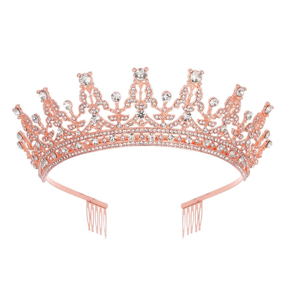 Crystal Bridal Tiara Crown Prom Rhinestone Diadem Wedding Costume hairband Headpieces H193 RoseGoldWhite
