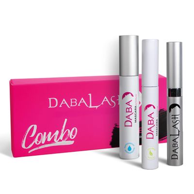 DABALASH Trio Combo Professional Eyelash & Brow Growth Serum 0.18 oz, Waterproof Mascara, 0.45 oz & Vegan Mascara, 0.3oz Promotes the Appearance of Naturally Longer, Fuller & Thicker Hair