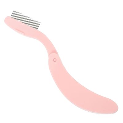 Beavorty Curved Eyebrow Comb Folding Design Plastic Handle Metal Teeth Versatile Eyelash Tool for Easy Separation Grooming for Travel Everyday Use Random Color