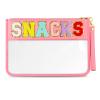 Morcheiong Chenille Letter Bag Cute Cosmetic Bag Clear Zipper Stuff Pouch Portable Multi-purpose PVC and Nylon Makeup Bag with Handle for Travel School Gym BeachPink Snacks view 1
