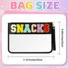 Morcheiong Chenille Letter Bag Cute Cosmetic Bag Clear Zipper Stuff Pouch Portable Multi-purpose PVC and Nylon Makeup Bag with Handle for Travel School Gym BeachBlacks Snacks view 3