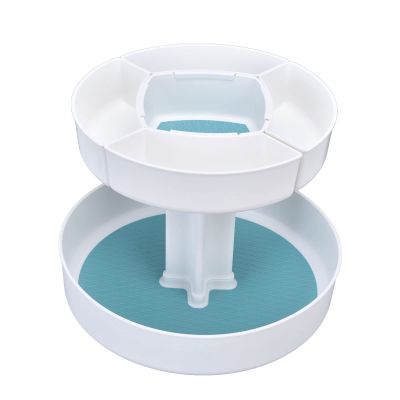 360 Degree Rotating Makeup Box, Double Layer Antiskid Plastic Circular Turntable Rotating Seasoning Rack