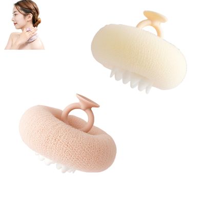 2024 New Upgrade 2-in-1 Sunflower Bath Ball,Exfoliating Bath Sponge Cleaning Brush with Suction Cup,Shower Sponges for Women Men (2PCS-e)