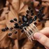 AKOAK 1 Pack Rhinestone Bridal Hair Comb, Black Teardrop Head Rhinestone Hair Comb, Bridal Crystal Side Comb Vintage Bridal Bridesmaid Headwear for Women and Girls view 2