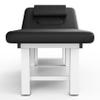 Black Wide Stationary Massage Table with Backrest for Treatment Table Physical Therapy Table Spa Facial Bed, Metal Frame PU Leather 31.5'' Wide 75'' Long Heavy Duty Professional Stationary Massage Bed view 3