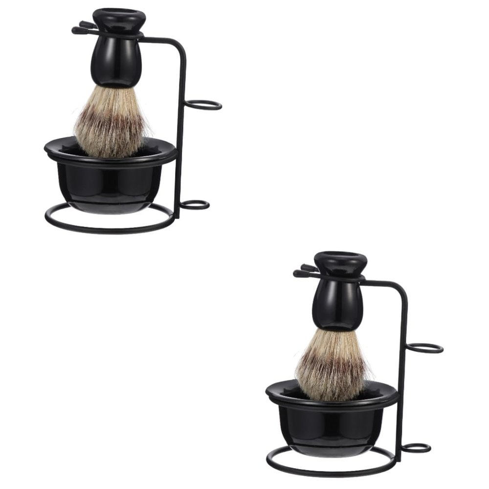 FOMIYES 2sets Men's Shaving Brush Razor Bowl Shave Soap for Men Beard Brush Razor Kit