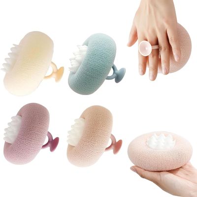 4PCS 2024 New Upgrade 2-in-1 Sunflower Bath Ball, Super Soft Sunflower Suction Cup Bath Ball, Exfoliating Bath Sponge Cleaning Brush with Suction Cup, Shower Sponges for Women Men