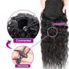 16 Inch Drawstring Human Hair Ponytail Extension Natural Black for Women Water Wave Pony tail Clip in Extensions Corn Wave Ponytail 100% Unprocessed Brazilian Human Hair view 3