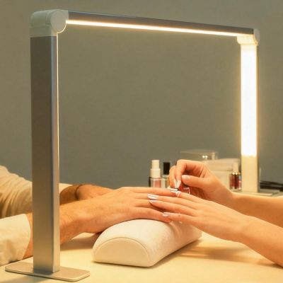 wenxintek Nail Desk Lamp,Foldable Nail Tech Light,LED Manicure Desk Lamp Lash Tech Light for Eyelash Extensions,Tattoo,Nails Salon,Stepless Adjustable Brightness,3 Color Temperature(Silver)