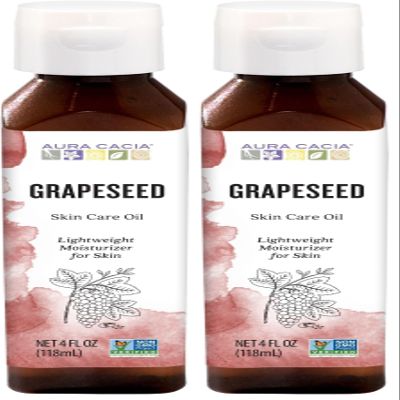 Aura Cacia Grapeseed Skin Care Oil | GC/MS Tested for Purity | 118ml (4 fl. oz.) (Pack of 2)