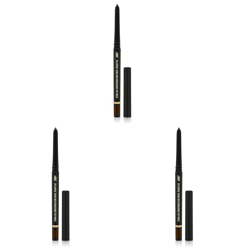 Black Radiance Eye Appeal Eyeliner Pencil Retractable, Beautiful Black, 0.008 Ounce (Pack of 3)