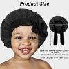 3 Pcs Kids Silk Bonnet for Sleeping - Baby Satin Bonnet for Sleep,Kids Hair Bonnets for Curly Hair Girls Boys with Wide Elastic Band,Sleeping Cap for Teens Toddler Child (Pink+Black+Light Blue) view 2