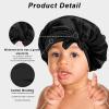 3 Pcs Kids Silk Bonnet for Sleeping - Baby Satin Bonnet for Sleep,Kids Hair Bonnets for Curly Hair Girls Boys with Wide Elastic Band,Sleeping Cap for Teens Toddler Child (Pink+Black+Light Blue) view 3