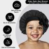 3 Pcs Kids Silk Bonnet for Sleeping - Baby Satin Bonnet for Sleep,Kids Hair Bonnets for Curly Hair Girls Boys with Wide Elastic Band,Sleeping Cap for Teens Toddler Child (Pink+Black+Light Blue) view 4