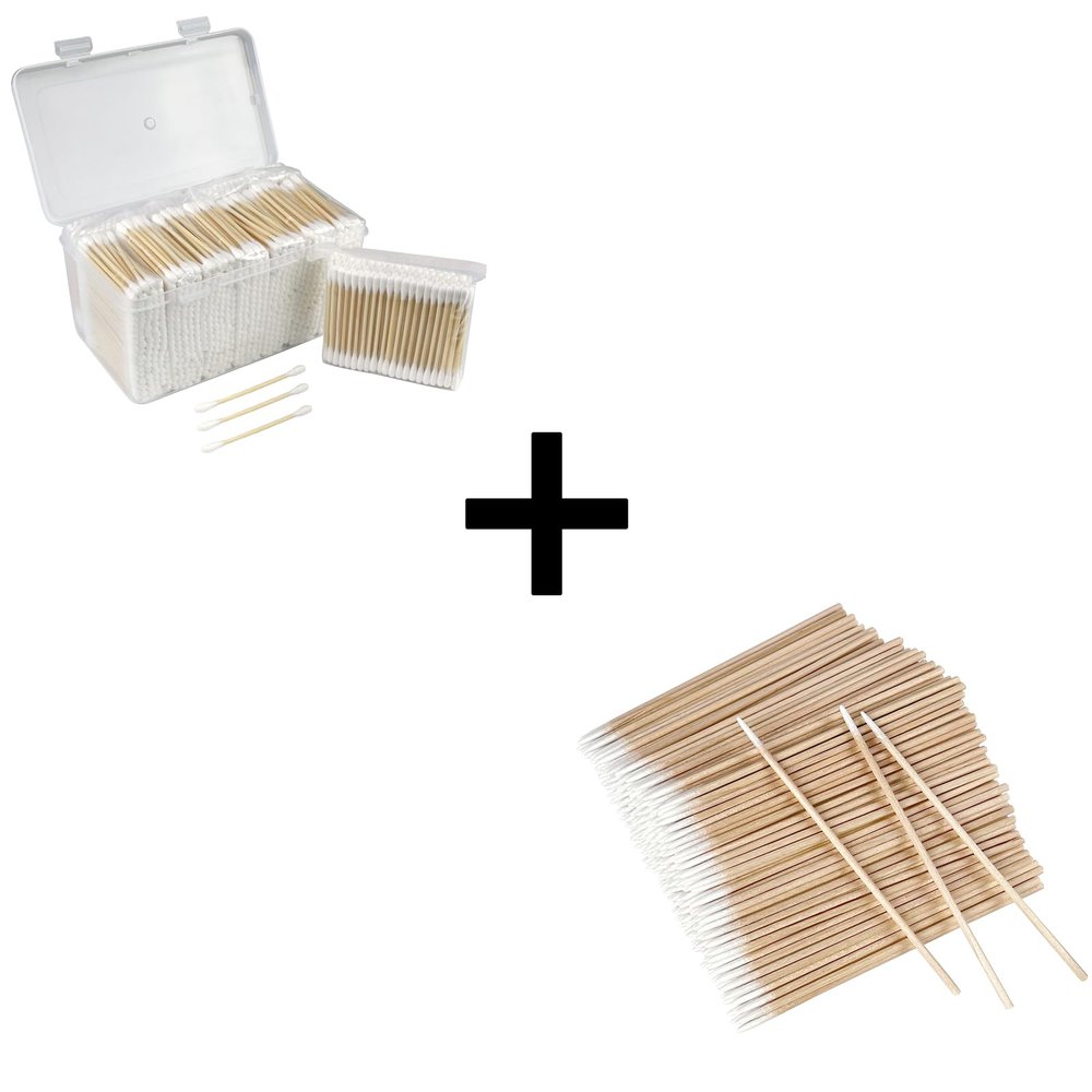 1000 Pcs Cotton Swabs + 600 Pcs Micro Swabs