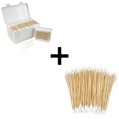 1000 Pcs Cotton Swabs + 200 Pcs Long Cotton Swabs With Double Tips