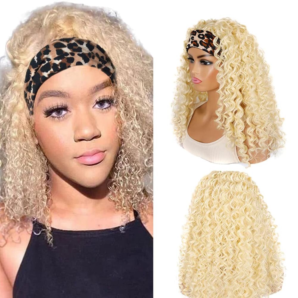 HeioWuio 613 Curly Wave Human Hair Headband Wig For Women No Lace Grade 8A Unprocessed Virgin Hair Glueless Wig 26 Inch