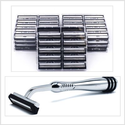 Taconic Shave, Heavyweight All Metal Non-Pivoting Trac II Compatible Razor with ** 110 COUNT of TACONIC SHAVE Twin Blade Cartridges ** More economical than Shave Clubs and Disposables
