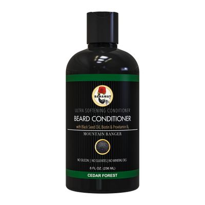 BAHAWAT Beard Conditioner - Cedar Forest - 8 fl. oz. - Sulfate free - with biotin, provitamin B5, Blackseed oil, Jojoba Oil, Natural Ingredients for a Gentle, Deep Cleanse-Strengthening Wash