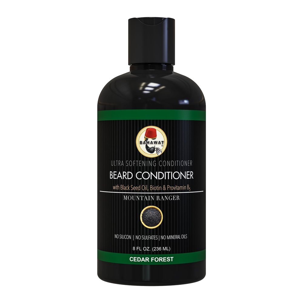 BAHAWAT Beard Conditioner - Cedar Forest - 8 fl. oz. - Sulfate free - with biotin, provitamin B5, Blackseed oil, Jojoba Oil, Natural Ingredients for a Gentle, Deep Cleanse-Strengthening Wash