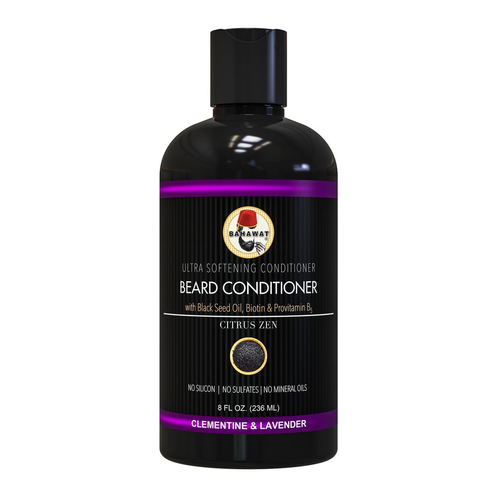 BAHAWAT Beard Conditioner - Citrus Lavender - 8 fl. oz. - Sulfate free - with biotin, provitamin B5, Blackseed oil, Jojoba Oil, Natural Ingredients for a Gentle, Deep Cleanse-Strengthening Wash