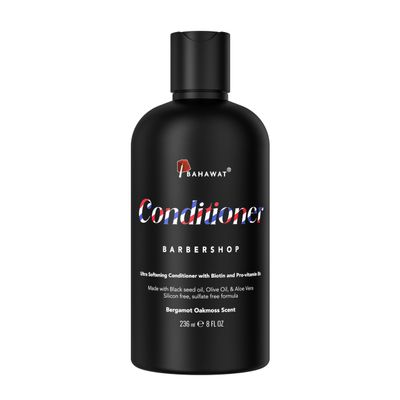 BAHAWAT Beard Conditioner - Barbershop - 8 fl. oz. - Sulfate free - with biotin, provitamin B5, Blackseed oil, Jojoba Oil, Natural Ingredients for a Gentle, Deep Cleanse-Strengthening Wash