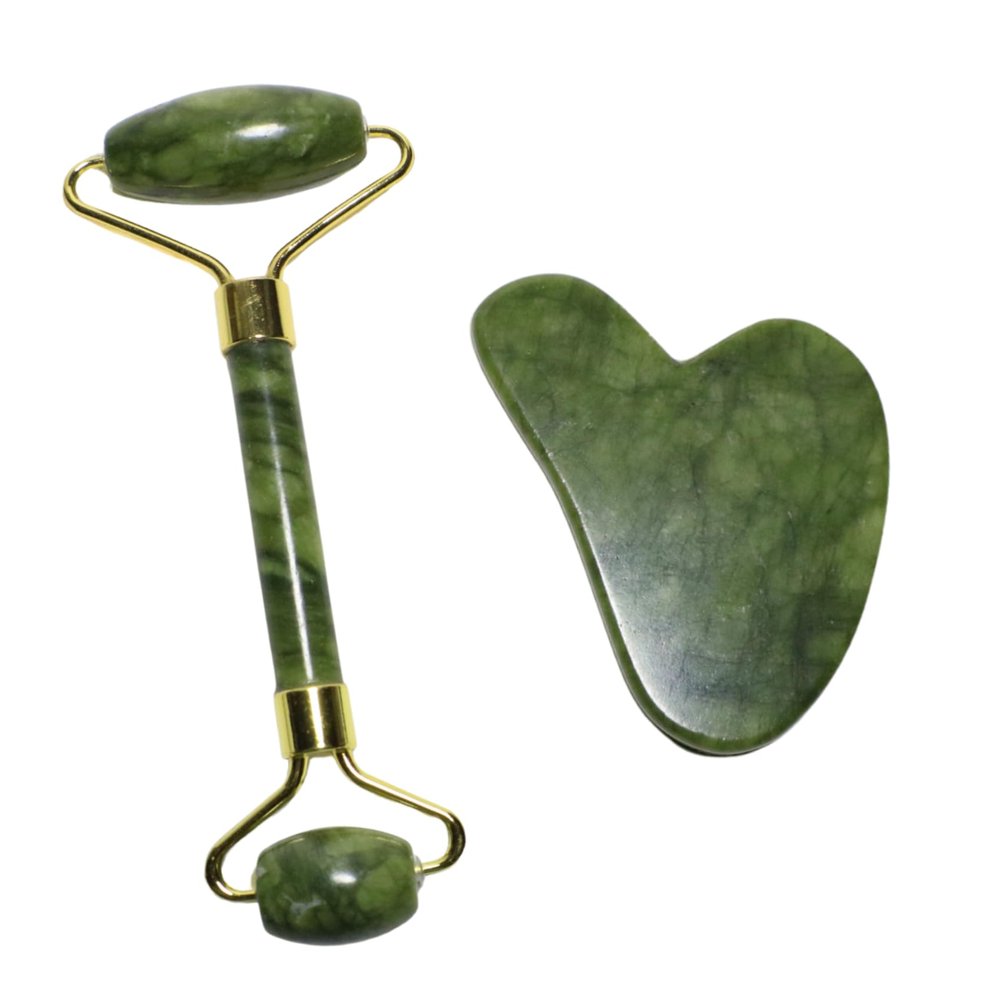 Ancloy Face Roller & Gua Sha Set, Jade Face Roller for Skin Care, Self-Care Routine, Massager for Face, Neck, & Eyes, Women & Men, Facial Tool Set, Gift