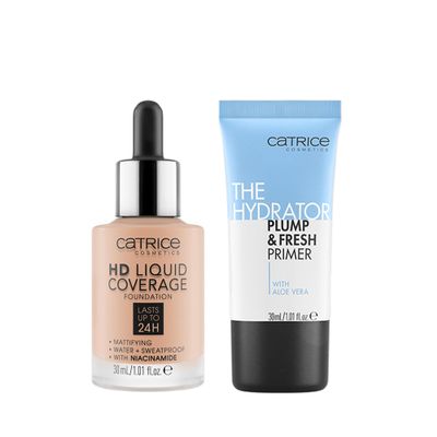 Catrice | HD Foundation 20 & The Hydrator Plump & Fresh Primer Bundle | Full Coverage Makeup | Vegan & Cruelty Free