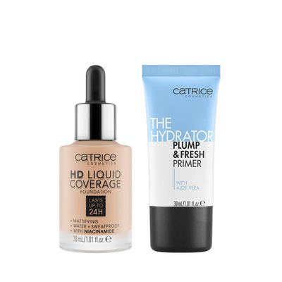 Catrice | HD Foundation 30 & The Hydrator Plump & Fresh Primer Bundle | Full Coverage Makeup | Vegan & Cruelty Free