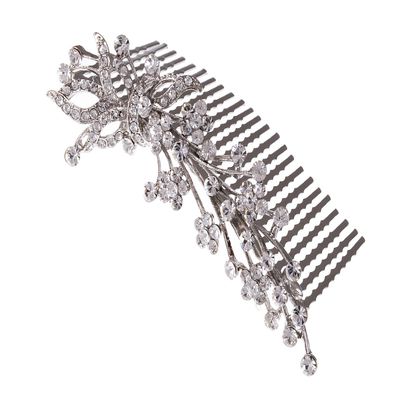 Alilang Silver Tone Bridal Hair Comb Crystal Rhinestone Flower Pearl Wedding Hair Accessories, Flower