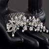 Alilang Silver Tone Bridal Hair Comb Crystal Rhinestone Flower Pearl Wedding Hair Accessories, Flower view 2
