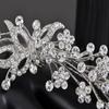 Alilang Silver Tone Bridal Hair Comb Crystal Rhinestone Flower Pearl Wedding Hair Accessories, Flower view 4