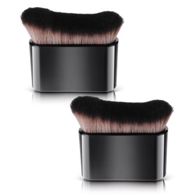 Amabro Makeup Brush, 2 PCS Foundation Brush Flat Blush Brush Portable Sunscreen Brush Facial Kabuki Brush for Blending Liquid Cream Powder Cosmetics Bronzer Buffing Highlight Contour