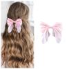 Andelaisi Boho Bow Hair Clips Satin Bow Hair Barrettes Silky Hair Clip Barrette Vintage Bowknot Hair Accessory Satin Ribbon Bowknot Clip Headpiece for Women and Girls Headdress (Pink) view 1