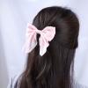 Andelaisi Boho Bow Hair Clips Satin Bow Hair Barrettes Silky Hair Clip Barrette Vintage Bowknot Hair Accessory Satin Ribbon Bowknot Clip Headpiece for Women and Girls Headdress (Pink) view 2