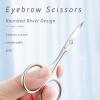 2 Pack Facial Hair Grooming Scissors for Men Women, Eyebrow, Nose Hair, Mustache, Beard, Eyelashes, Ear Trimming Kit - Curved and Rounded Safety Tip Clippers - Silver view 2