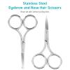 Facial Hair Grooming Scissors for Men & Women: Eyebrow, Nose Hair, Mustache, Beard, Eyelashes, Ear Trimming Kit - Curved & Rounded Safety Tip Clippers - 2PCS Silver. view 2