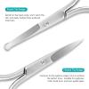 Facial Hair Grooming Scissors for Men & Women: Eyebrow, Nose Hair, Mustache, Beard, Eyelashes, Ear Trimming Kit - Curved & Rounded Safety Tip Clippers - 2PCS Silver. view 3