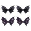Black Bat Hair Bow Clips 4 Pcs PU Leather & Glitter Halloween Bat Hair Clips with Alligator Clips Cosplay Costume Hair Accessories view 1