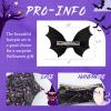 Black Bat Hair Bow Clips 4 Pcs PU Leather & Glitter Halloween Bat Hair Clips with Alligator Clips Cosplay Costume Hair Accessories view 2