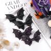 Black Bat Hair Bow Clips 4 Pcs PU Leather & Glitter Halloween Bat Hair Clips with Alligator Clips Cosplay Costume Hair Accessories view 4