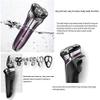 KouRy Electric Shaver Razor for Men, Rechargeable Rotary Shaver with Pop Up Trimmer, IPX7 Levels Waterproof Wet Dry Multifunctional Electric Razor,Easy to Clean Purple view 3