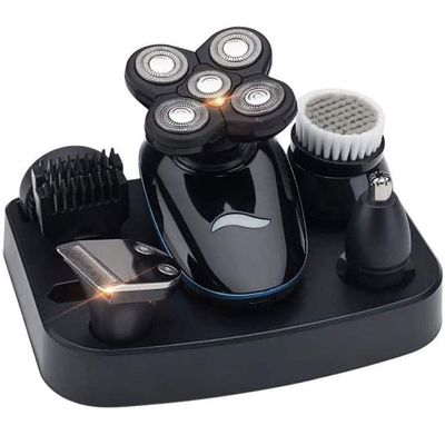 KouRy 5D Rechargeable 100% Waterproof IPX7 Electric Shaver Wet & Dry Rotary Shavers for Men Electric Shaving Razors with Pop-up Trimmer, Black