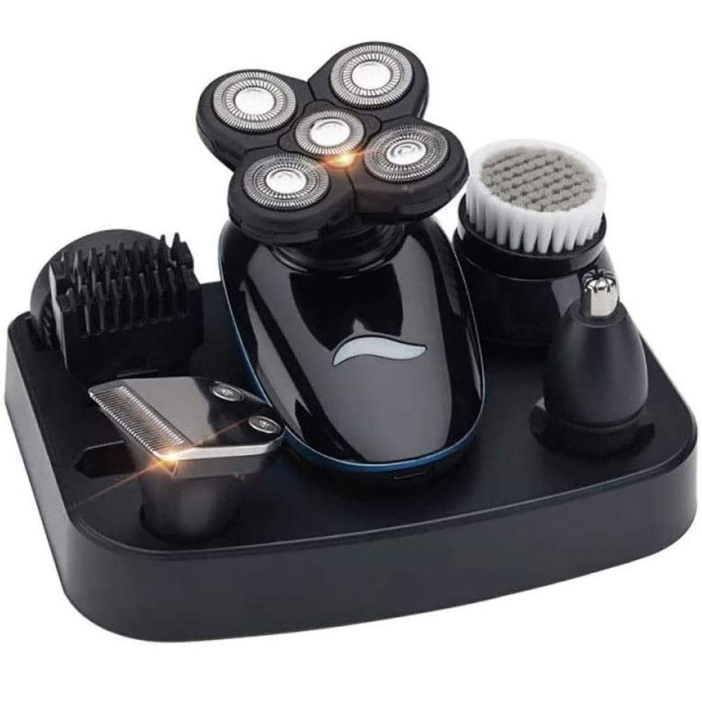 KouRy 5D Rechargeable 100% Waterproof IPX7 Electric Shaver Wet & Dry Rotary Shavers for Men Electric Shaving Razors with Pop-up Trimmer, Black